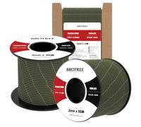Brotree 2mm Paracord 3 Strands 15M 100% Nylon Rope Parachute Cord for Outdoor, Craft, DIY - 90kg Breaking Load (Reflective Army Green)