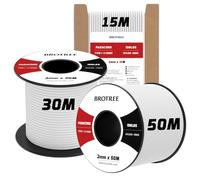 Brotree 2mm Paracord 3 Strands 30M 100% Nylon Rope Parachute Cord for Outdoor, Craft, DIY - 90kg Breaking Load (White)