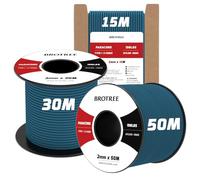 Brotree 2mm Paracord 3 Strands 50M 100% Nylon Rope Parachute Cord for Outdoor, Craft, DIY - 90kg Breaking Load (Teal)