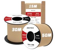 Brotree 2mm Paracord 3 Strands 50M 100% Nylon Rope Parachute Cord for Outdoor, Craft, DIY - 90kg Breaking Load (Khaki)