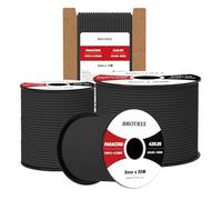Brotree 3mm Paracord 425 100% Nylon 30M Rope 3 Strands Type II Parachute Cord for Outdoor, Craft, DIY - 192kg Breaking Load (Black)