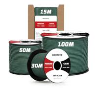 Brotree 3mm Paracord 425 100% Nylon 50M Rope 3 Strands Type II Parachute Cord for Outdoor, Craft, DIY - 192kg Breaking Load (Dark Green)