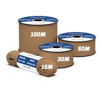 Brotree 550 Paracord 4mm 15m Rope Type III 7 Strands 100% Polyester Parachute Cord for Crafting, Camping, Outdoor, Survival - Brown