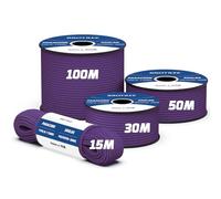 Brotree 550 Paracord 4mm 30m Rope Type III 7 Strands 100% Polyester Parachute Cord for Crafting, Camping, Outdoor, Survival - Purple