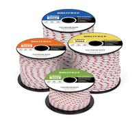 Brotree Braided Polyester Rope 3mm x 30m White/Red - Low Stretch Braided Polyester Cord for Marine, Boat, Mooring, Flagpole Halyard - 200KG Breaking Load
