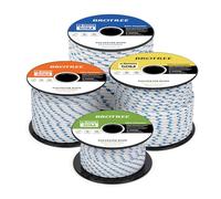 Brotree Braided Polyester Rope 3mm x 50m White/Blue - Low Stretch Braided Polyester Cord for Marine, Boat, Mooring, Flagpole Halyard - 200KG Breaking Load