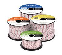 Brotree Braided Polyester Rope 5mm x 20m White/Red - Low Stretch Braided Polyester Cord for Marine, Boat, Mooring, Flagpole Halyard - 400KG Breaking Load