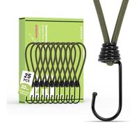 Brotree Bungee Cords with Hooks 25 Pack 20cm Bungee Hooks Small Bungee Rope with Hooks for Tarpaulins, Tents, Tarp and Fixing - Army Green