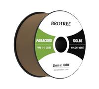 Brotree Paracord 2mm 100M 100% Nylon Rope 1 Strand Parachute Cord for Outdoor, Craft, DIY - 45kg Breaking Load (Mud Brown)