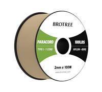 Brotree Paracord 2mm 100M 100% Nylon Rope 1 Strand Parachute Cord for Outdoor, Craft, DIY - 45kg Breaking Load (Khaki)