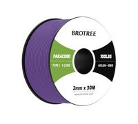 Brotree Paracord 2mm 30M 100% Nylon Rope 1 Strand Parachute Cord for Outdoor, Craft, DIY - 45kg Breaking Load (Purple)