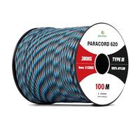 Brotree Paracord 4mm 100M 9 Strands 100% Nylon Rope Type 3 Parachute Cord for Outdoor, Bracelet, DIY - 280kg Breaking Load (Survival Camo)