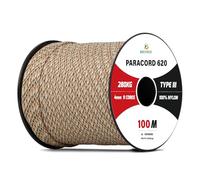 Brotree Paracord 4mm 100M 9 Strands 100% Nylon Rope Type 3 Parachute Cord for Outdoor, Bracelet, DIY - 280kg Breaking Load (Sand Camo)