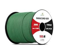 Brotree Paracord 4mm 100M 9 Strands 100% Nylon Rope Type 3 Parachute Cord for Outdoor, Bracelet, DIY - 280kg Breaking Load (Green Black)