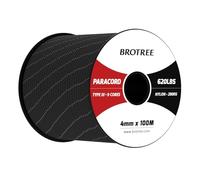 Brotree Paracord 4mm 100M 9 Strands 100% Nylon Rope Type 3 Parachute Cord for Outdoor, Bracelet, DIY - 280kg Breaking Load (Reflective Black)