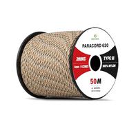 Brotree Paracord 4mm 50M 9 Strands 100% Nylon Rope Type 3 Parachute Cord for Outdoor, Bracelet, DIY - 280kg Breaking Load (Sand Camo)