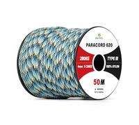 Brotree Paracord 4mm 50M 9 Strands 100% Nylon Rope Type 3 Parachute Cord for Outdoor, Bracelet, DIY - 280kg Breaking Load (Caribic Island)