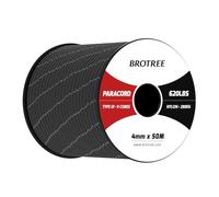 Brotree Paracord 4mm 50M 9 Strands 100% Nylon Rope Type 3 Parachute Cord for Outdoor, Bracelet, DIY - 280kg Breaking Load (Reflective Black)