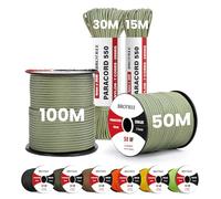 Brotree Paracord 550 4mm 100M 100% Nylon Rope 7 Strands Type III Parachute Cord for Outdoor and DIY - 250kg Breaking Load (Dark Green & Gold)