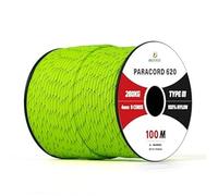 BROTREE Paracord Strands Nylon 4mm 100M 9 100% 3 280kg Breaking Green)