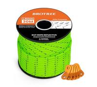 BROTREE Tent Guy Rope 4mm 30m Reflective Guy Line Heavy Duty Guide Rope with 6Pcs Aluminum Tensioners for Tent Gazebo Awning Camping (Neon Green)