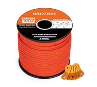 BROTREE Tent Guy Rope 4mm 30m Reflective Guy Line Heavy Duty Guide Rope with 6Pcs Aluminum Tensioners for Tent Gazebo Awning Camping (Neon Orange)