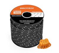 BROTREE Tent Guy Rope 4mm 30m Reflective Guy Line Heavy Duty Guide Rope with 6Pcs Aluminum Tensioners for Tent Gazebo Awning Camping (Black)
