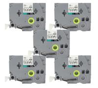 BROVACS 5 Pack Black on Clear Laminated Label Tape Compatible for Brother P-Touch Label Printer TZ 141 TZe 141 18mm 3/4" OPA4141x5