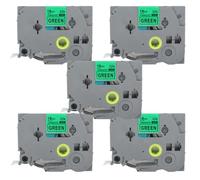 BROVACS 5 Pack Black on Green Laminated Label Tape Compatible for Brother P-Touch Label Printer TZ 741 TZe 741 18mm 3/4" OPA4741x5