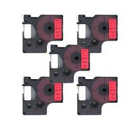 BROVACS 5 Pack Black on Red Label Tape Compatible for DYMO D1 40917 9mm 3/8" OPA2117x5