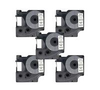 BROVACS 5 Pack Black on White Label Tape Compatible for DYMO D1 53713 24mm 1" OPA2413x5