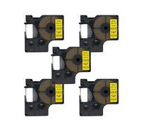 BROVACS 5 Pack Black on Yellow Label Tape Compatible for DYMO D1 43618 6mm 1/4" OPA2018x5