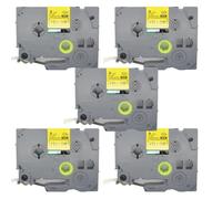 BROVACS 5 Pack Black on Yellow Laminated Label Tape Compatible for Brother P-Touch Label Printer TZ 621 TZe 621 9mm 3/8" OPA4621x5