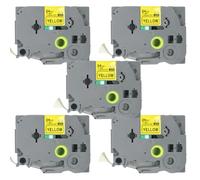 BROVACS 5 Pack Black on Yellow Laminated Label Tape Compatible for Brother P-Touch Label Printer TZ 651 TZe 651 24mm 1" OPA4651x5