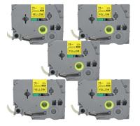 BROVACS 5 Pack Black on Yellow Laminated Label Tape Compatible for Brother P-Touch Label Printer TZ 641 TZe 641 18mm 3/4" OPA4641x5