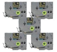 BROVACS 5 Pack Gold on Black Laminated Label Tape Compatible for Brother P-Touch Label Printer TZ 344 TZe 344 18mm 3/4" OPA4344x5