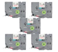 BROVACS 5 Pack Red on White Laminated Label Tape Compatible for Brother P-Touch Label Printer TZ-232 TZe-232 12mm 1/2" OPA4232x5