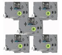 BROVACS 5 Pack White on Black Laminated Label Tape Compatible for Brother P-Touch Label Printer TZ 345 TZe 345 18mm 3/4" OPA4345x5