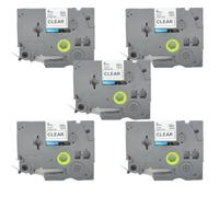 BROVACS 5 Pack White on Clear Laminated Label Tape Compatible for Brother P-Touch Label Printer TZ 115 TZe 115 6mm 1/4" OPA4115x5