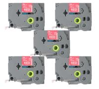 BROVACS 5 Pack White on Red Laminated Label Tape Compatible for Brother P-Touch Label Printer TZ 455 TZe 455 24mm 1" OPA4455x5
