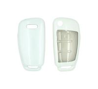 BROVACS PC Key Case Cover Protective Holder Paint Metallic Colour Compatible with AUDI A3 A4 A6 Q2 Q3 Q7 Flip Remote Key Fob 3 Button SV9828 White