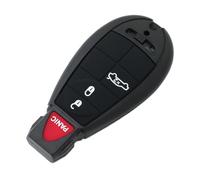 BROVACS Replacement Key Shell + Uncut Blank Emergency Insert Key Compatible with CHRYSLER DODGE JEEP 4 Button Smart Keyless Entry Remote Key Case Fob 3 BTN + Panic PG753B
