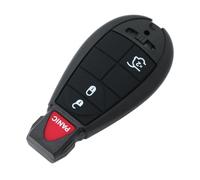 BROVACS Replacement Key Shell + Uncut Blank Emergency Insert Key Compatible with CHRYSLER JEEP 4 Button Smart Keyless Entry Remote Key Case Fob 3 BTN + Panic PG753C