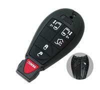 BROVACS Replacement Key Shell + Uncut Blank Emergency Insert Key Compatible with DODGE CHRYSLER JEEP Smart Keyless Entry Remote Key Case Fob 6 Buttons 5 BTN + Panic PG755L