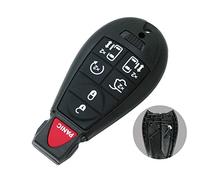 BROVACS Replacement Key Shell + Uncut Blank Emergency Insert Key Compatible with DODGE CHRYSLER JEEP VOLKSWAGEN Smart Keyless Entry Remote Key Case Fob 7 Buttons 6 BTN + Panic PG755M