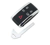 BROVACS Replacement Key Shell + Uncut Blank Emergency Insert Key Compatible with JAGUAR 5 Button Smart Keyless Entry Remote Key Case Fob PG980