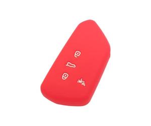 BROVACS Silicone Cover Protector Case Holder Skin Jacket Compatible with VOLKSWAGEN Golf 8 MK8 ID.4 Tiguan SEAT SKODA 4 Button Smart Remote Key Fob CV2805 Red