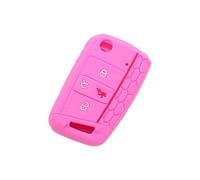 BROVACS Silicone Cover Protector Case Holder Skin Jacket Compatible with VOLKSWAGEN Golf GTI Tiguan Polo SKODA Octavia 4 Button Flip Remote Key Fob CV9806 Pink