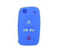 BROVACS Silicone Cover Protector Case Holder Skin Jacket Compatible with VOLKSWAGEN Multivan Sharan Caravelle Transporter Caddy SEAT Alhambra 4 Button Flip Remote Key Fob CV9808 Deep Blue