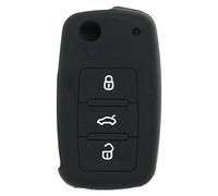 BROVACS Silicone Cover Protector Case Holder Skin Jacket Compatible with VOLKSWAGEN PASSAT SKODA SEAT 3 Button Flip Remote Key Fob CV2801 Black